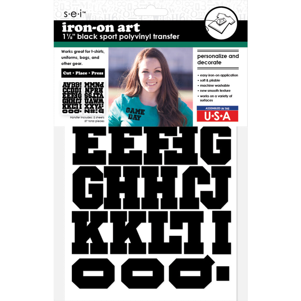 9-284 Sports Alphabet - Black Polyvinyl 1.5 inch Iron-on – SEI Crafts