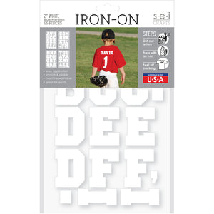 9-292 Sport Alphabet - White Polyvinyl 2 Inch Iron-on