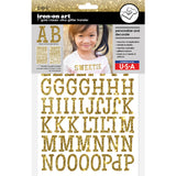 9-306 Classic Alphabet & Punctuation - Gold Ultra Glitter 3 Inch Iron-on