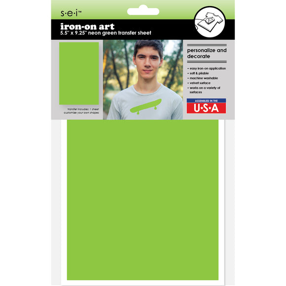 9-321 Solid Neon Green 5.5 x 9.25 Inch Iron-on Sheet - Cut Your Own Design