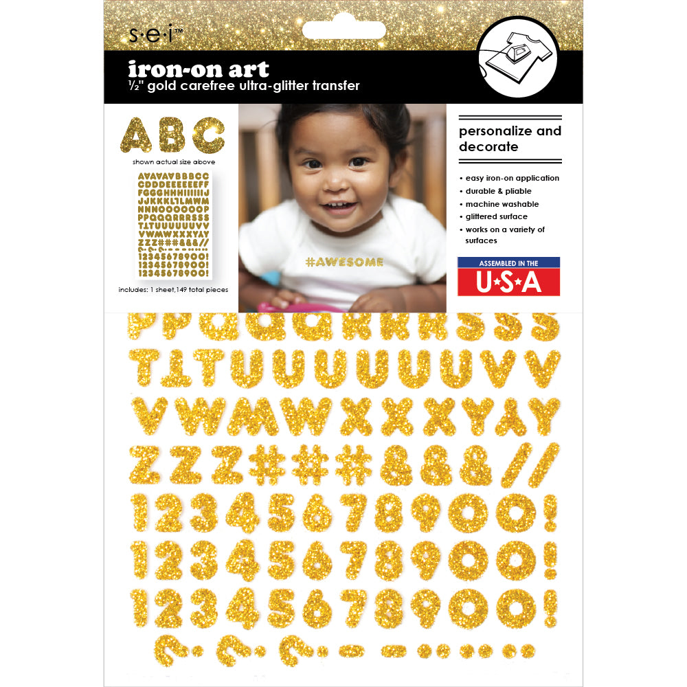 9-325 Gold Carefree Ultra Glitter Letters - 1/2 inch Gold Alphabet, Nu ...