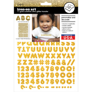 9-325 Gold Carefree Ultra Glitter Letters - 1/2 inch Gold Alphabet, Numbers and Punctuation
