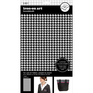 9-407 Black Houndstooth 5.5 x 9.25 Inch Flocked Iron-on Sheet - Cut Your Own Design