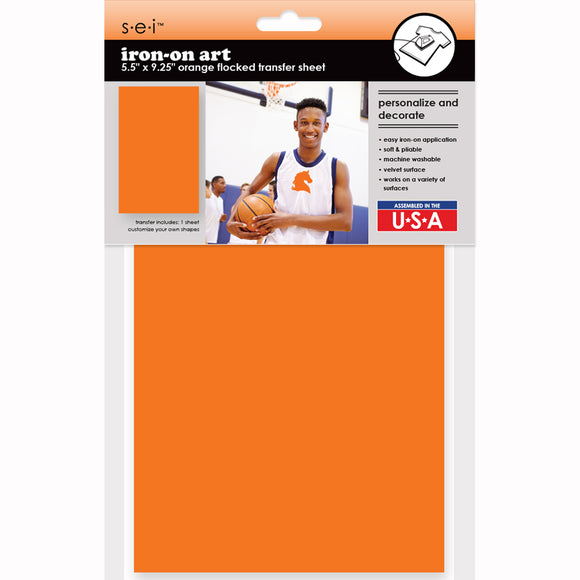 9-4228 Solid Orange 5.5 x 9.25 Inch Iron-on Sheet - Cut Your Own Design
