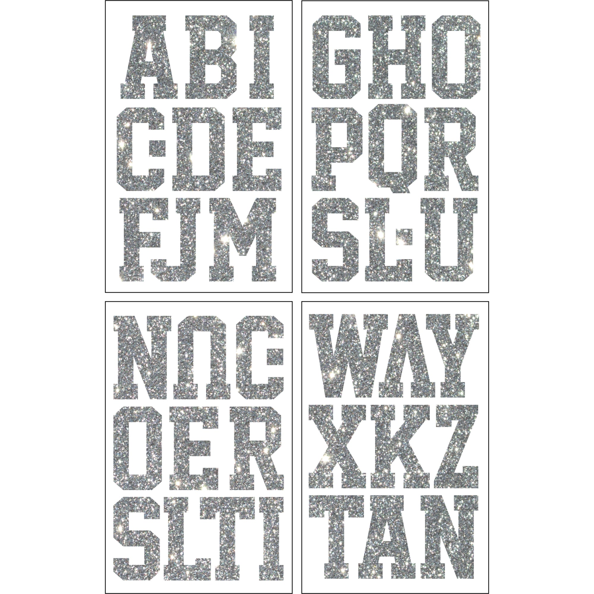 9-8006 Metallic Silver Letters - 1 inch Silver Alphabet Iron-on