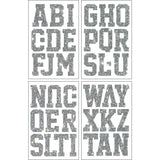 9-444 Varsity Alphabet and Punctuation - Silver Glitter 2 Inch Iron-on