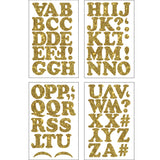 9-460 Chunky Alphabet - Gold Glitter Polyvinyl 2 Inch Iron-on