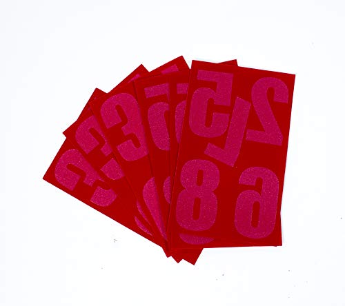 9-720 Athletic Numbers Bundle Pack - 4 inch Red Flocked Iron-on