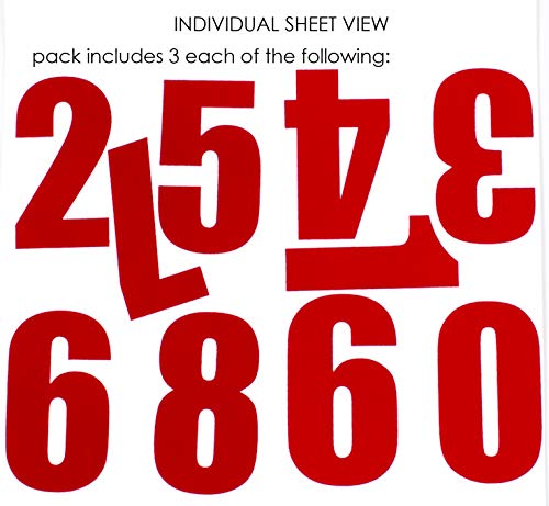 9-720 Athletic Numbers Bundle Pack - 4 inch Red Flocked Iron-on – SEI ...