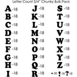 9-723 Chunky Alphabet Bundle Pack - Black Flocked .75 Inch Iron-on
