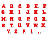 9-732 Sport Alphabet Bundle Pack - Red Flocked 1.5 Inch Iron-on