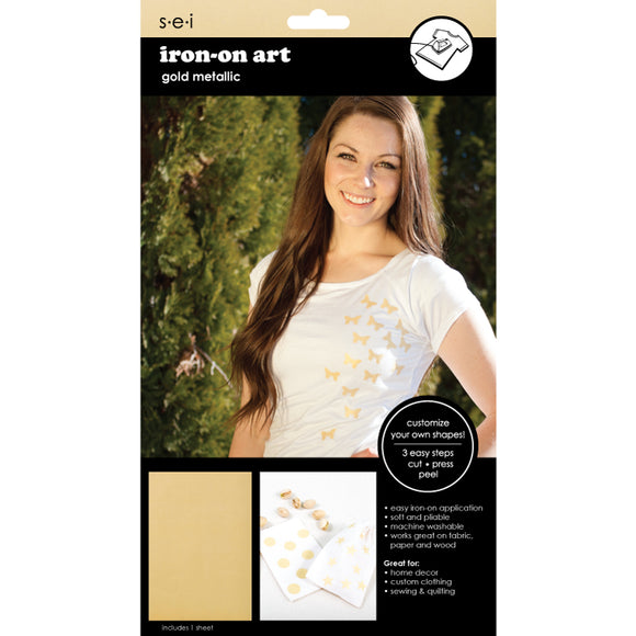 9-8001 Solid Gold Metallic 5.5 x 9.25 Inch Iron-on Sheet - Cut Your Ow –  SEI Crafts