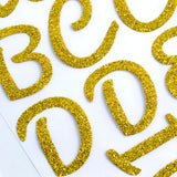 9-8015 Pacifico Alphabet & Punctuation - Gold Ultra Glitter 1.75 Inch Iron-on