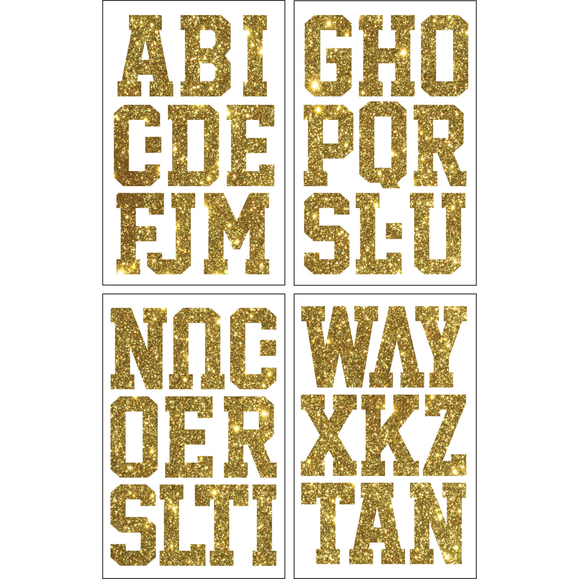9-306 Classic Alphabet & Punctuation - Gold Ultra Glitter 3 Inch
