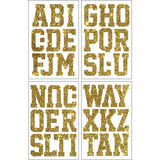 9-443 Varsity Alphabet and Punctuation - Gold Glitter 2 Inch Iron-on