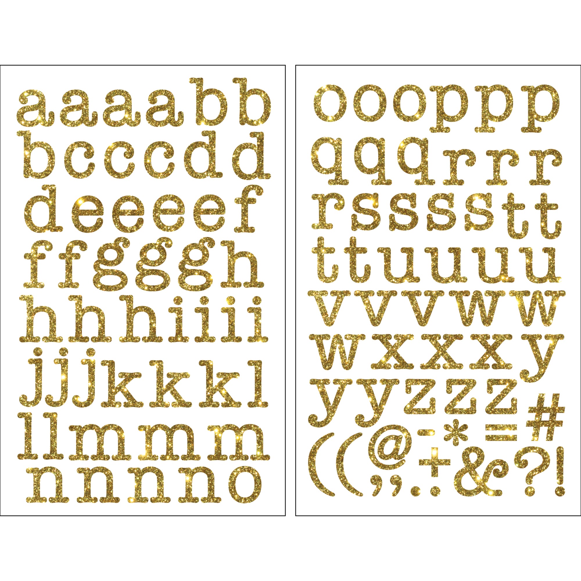 12 Packs: 48 Ct. (576 Total) 1 inch Iron-On Gold Glitter Letters by Imagin8