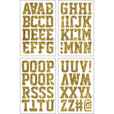 9-443 Varsity Alphabet and Punctuation - Gold Glitter 2 Inch Iron-on